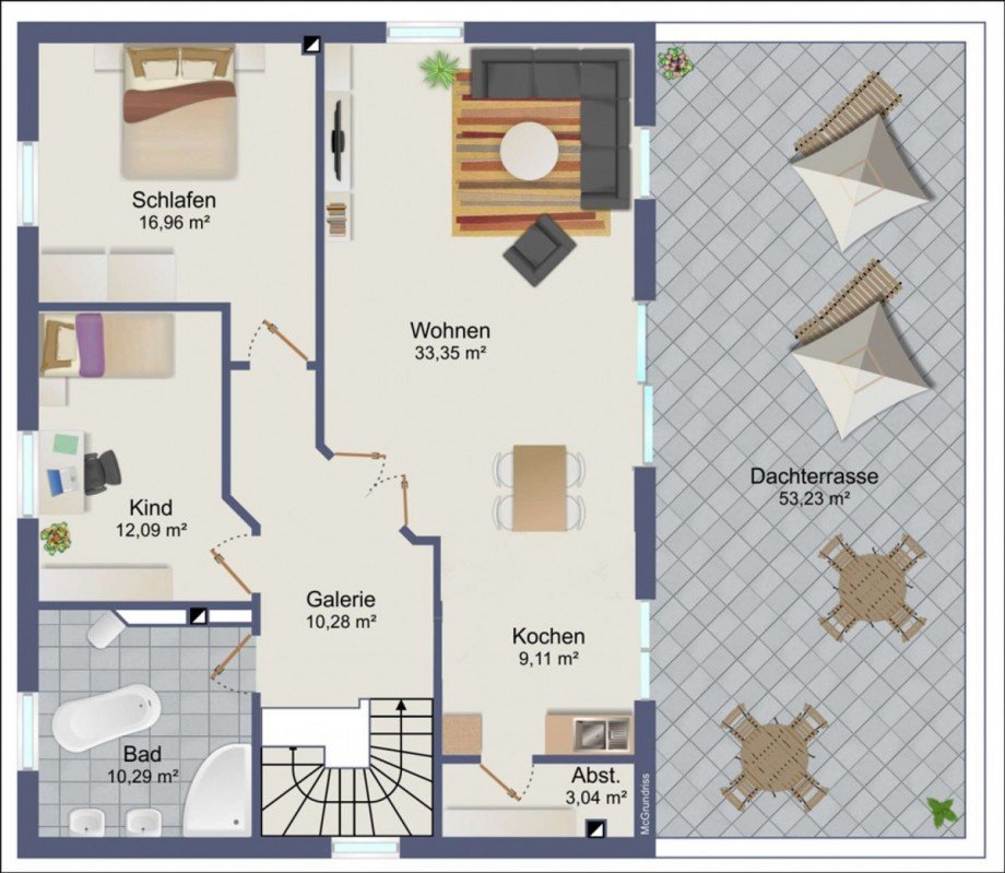 Wohnbereich mit Terrasse Maisonettewohnung Wolfsburg / Fallersleben